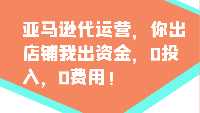 亚马逊代运营，你出店铺我出资金，0投入，0费用，无责任每天300分红，赢亏我承担外贸跨境出海-网赚项目-副业赚钱-互联网创业-外贸跨境出海-资源整合阿婆出海