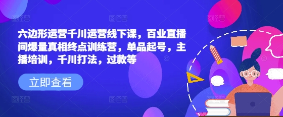 六边形运营千川运营线下课，百业直播间爆量真相终点训练营，单品起号，主播培训，千川打法，过款等外贸跨境出海-网赚项目-副业赚钱-互联网创业-外贸跨境出海-资源整合阿婆出海
