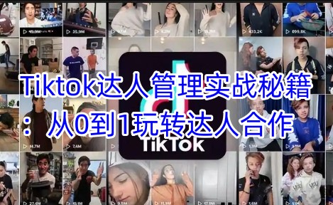 Tiktok达人管理实战秘籍:从0到1玩转达人合作外贸跨境出海-网赚项目-副业赚钱-互联网创业-外贸跨境出海-资源整合阿婆出海