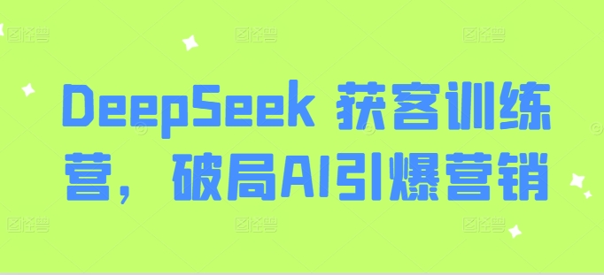 DeepSeek 获客训练营,破局AI引爆营销外贸跨境出海-网赚项目-副业赚钱-互联网创业-外贸跨境出海-资源整合阿婆出海