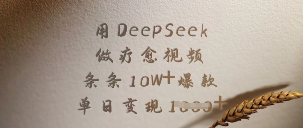 用DeepSeek做疗愈视频，条条10W+爆款，单日变现多张外贸跨境出海-网赚项目-副业赚钱-互联网创业-外贸跨境出海-资源整合阿婆出海