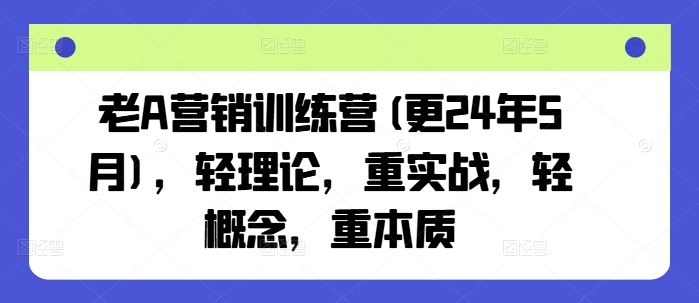 老A营销训练营(更25年3月)，轻理论，重实战，轻概念，重本质外贸跨境出海-网赚项目-副业赚钱-互联网创业-外贸跨境出海-资源整合阿婆出海
